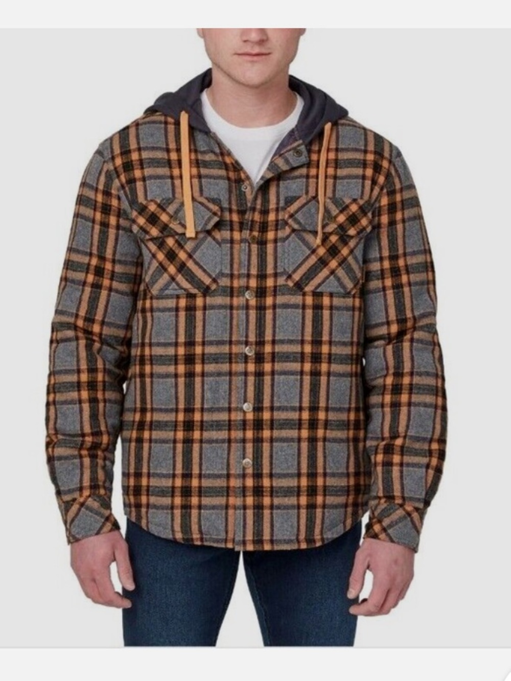Men’s Legendary Outfitters Hooded Flannel Shirt Jacket Outdoor